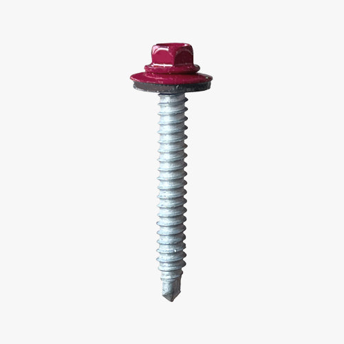 Bi Metallic Hex Head Self Drilling Screws  with rubystone painted head