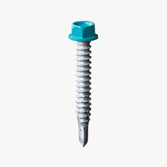 Hex Head Self Drilling Façade Screws painted in a blue head finish