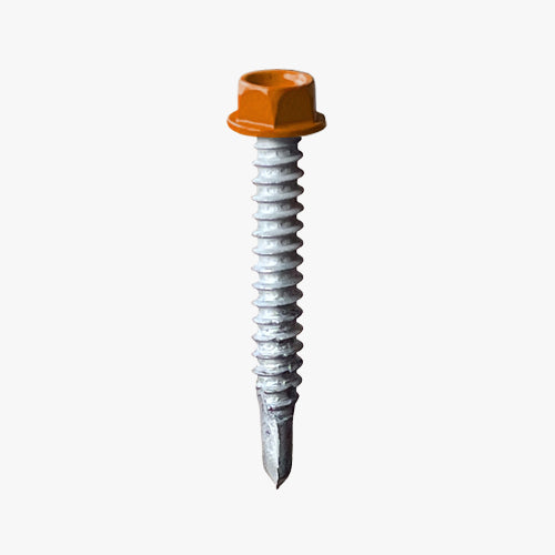 Hex Head Self Drilling Façade Screws painted in an orange head finish