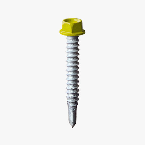 Hex Head Self Drilling Façade Screws painted in a yellow head finish